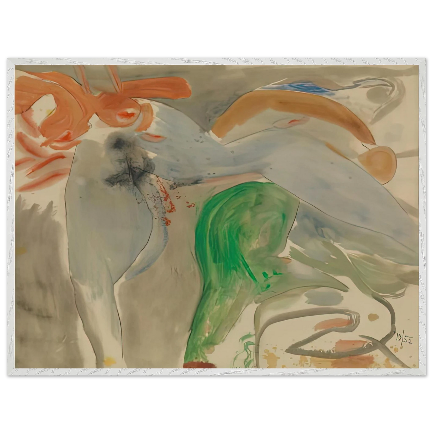 Helen Frankenthaler - Scene with Nude, 1952- Wall Art - 30x40 cm / 12x16 inches - Fine Art Poster - -
