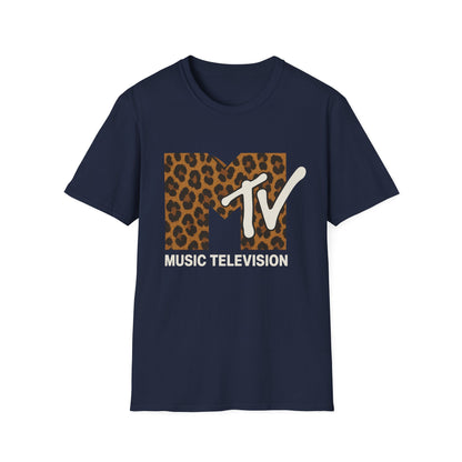 Vintage MTV Cheetah Print Graphic T-Shirt Retro Music Television 80s 90s Throwback Band Tee Unisex Animal Print Rock Shirt