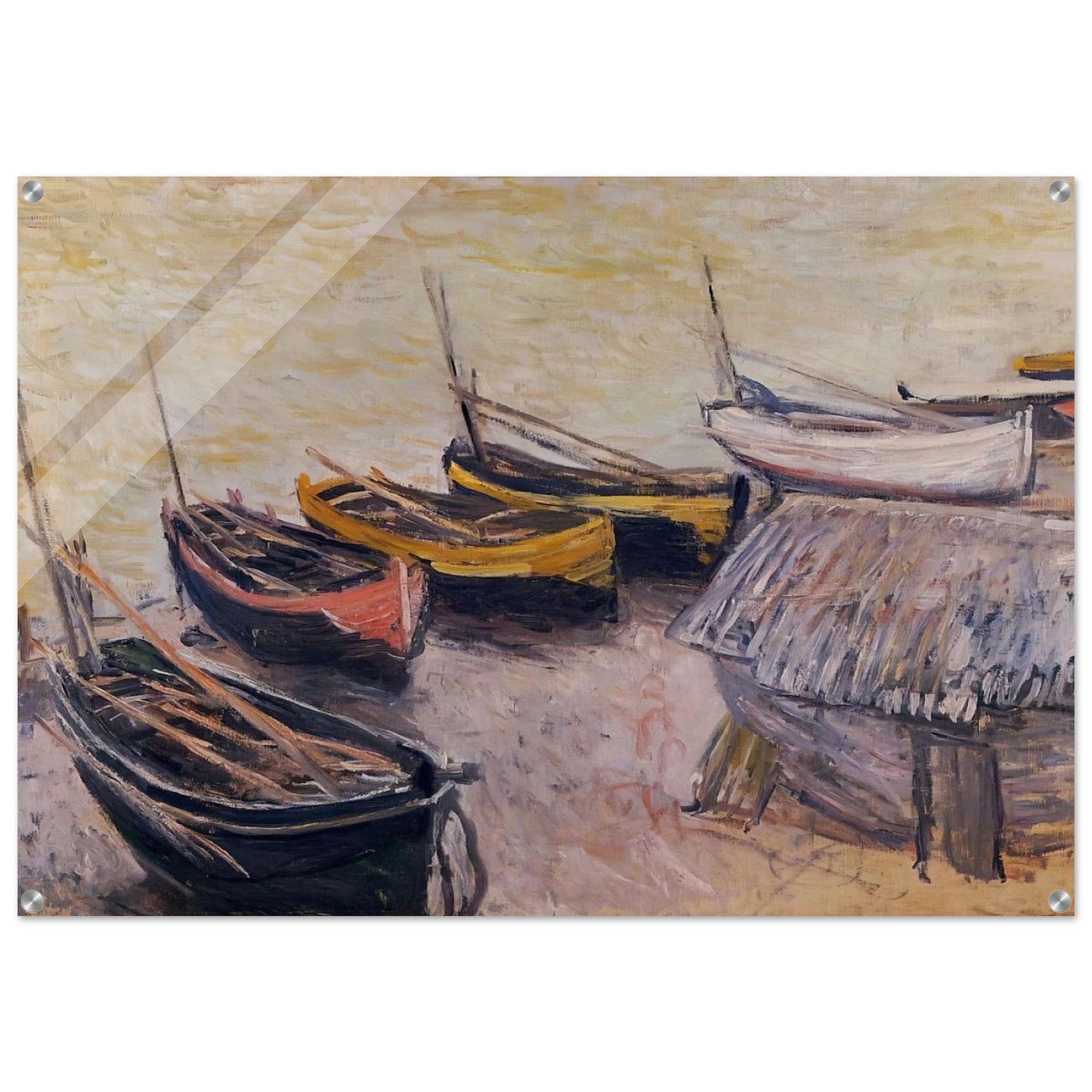 Boats on the Beach - claude monet Acrylic Print - 70x100 cm / 28x40″ inches