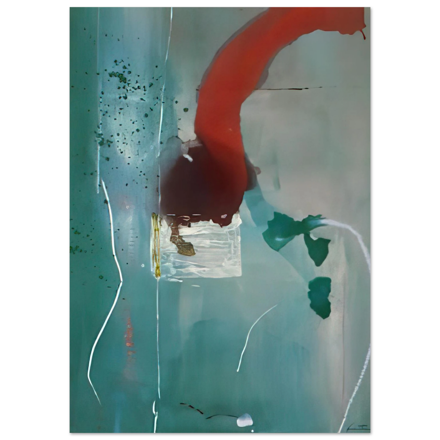 Helen Frankenthaler - Square One - 1985 Wall art - 28x43  cm / XL (11x17 Inches) - Premium Wooden Framed Poster With Fine Art Paper - White frame