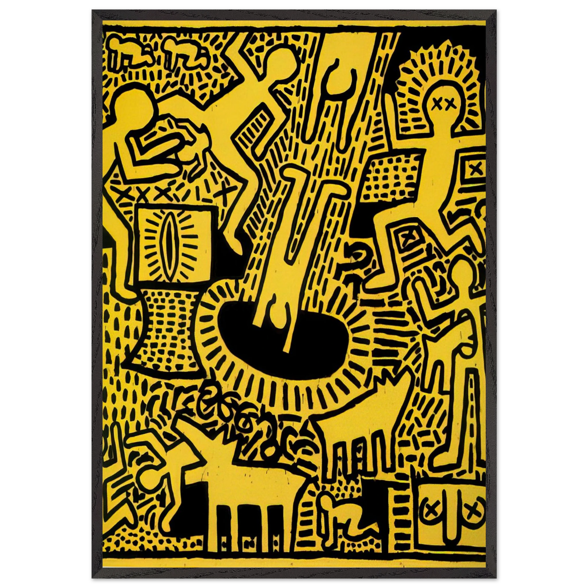 UNTITLED 1981 N1 - Keith Haring Framed Art Print – Black Wooden Frame - Default Title - -Framed Art Print