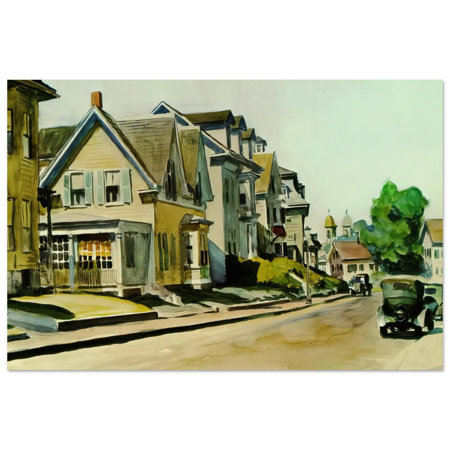 Edward Hopper - Sun on Prospect Street Gloucester, Massachusetts Fine Art Poster - 75x100 cm / 30x40 inches