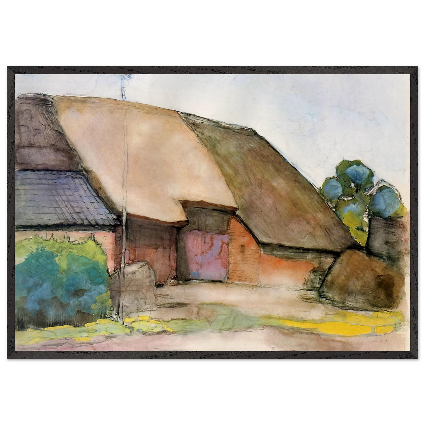 Farm Sun - Piet Mondrian 70x100 cm / 28x40 inches Framed Art Print – Black Wooden Frame