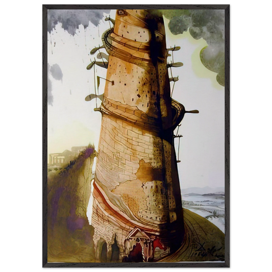 TURRIS BABEL 1967 - Salvador Dali Framed Art Print – Black Wooden Frame - Default Title - -Framed Art Print