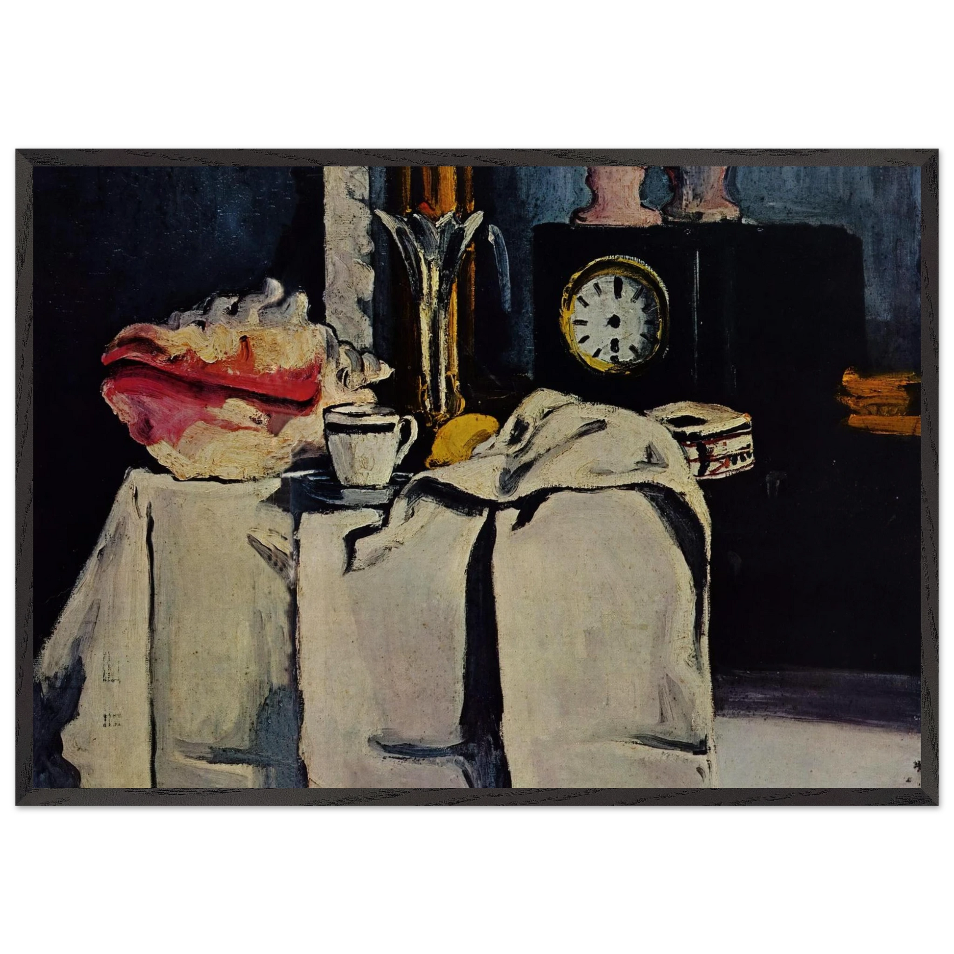 The Black Marble Clock - Paul Cezanne Framed Art Print – Black Wooden Frame - Default Title - -Framed Art Print
