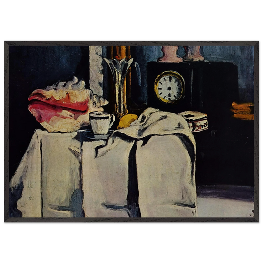 The Black Marble Clock - Paul Cezanne Framed Art Print – Black Wooden Frame - Default Title - -Framed Art Print