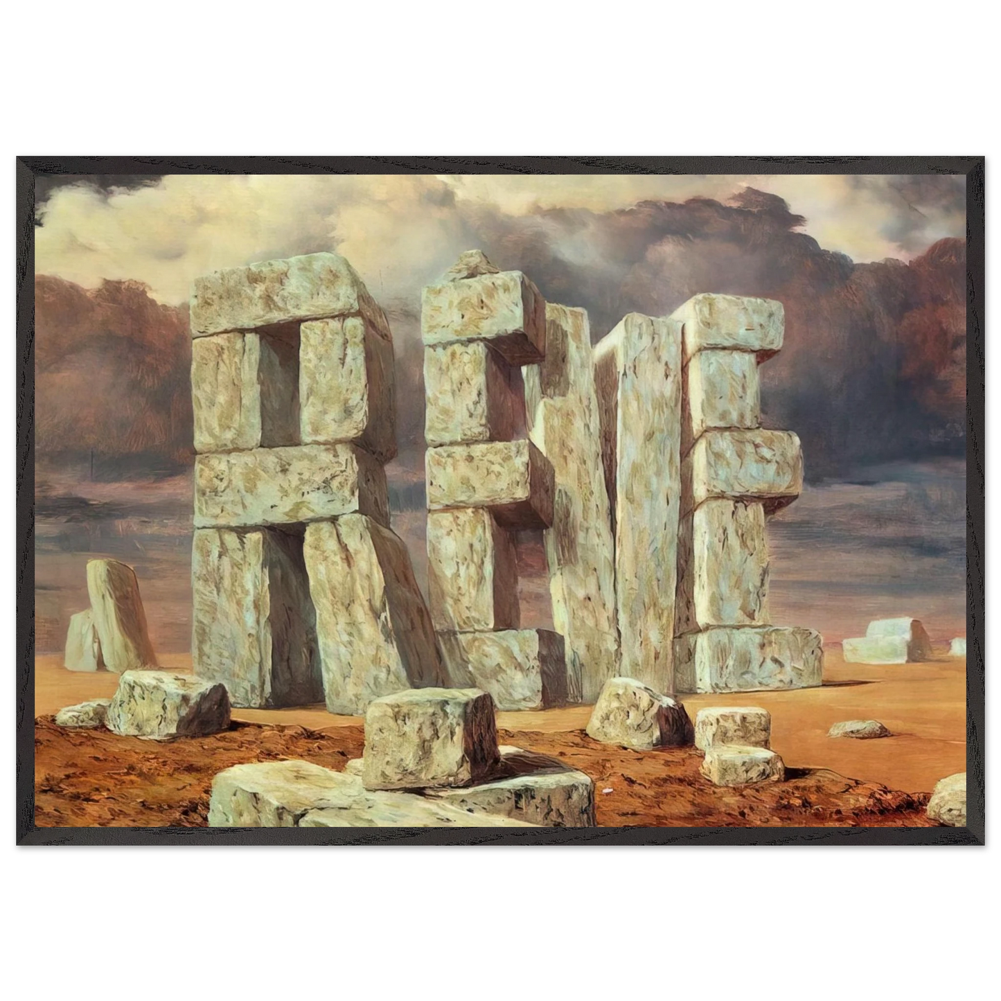 THE ART OF CONVERSATION 1950 - Rene Magritte Framed Art Print – Black Wooden Frame - Default Title - -Framed Art Print