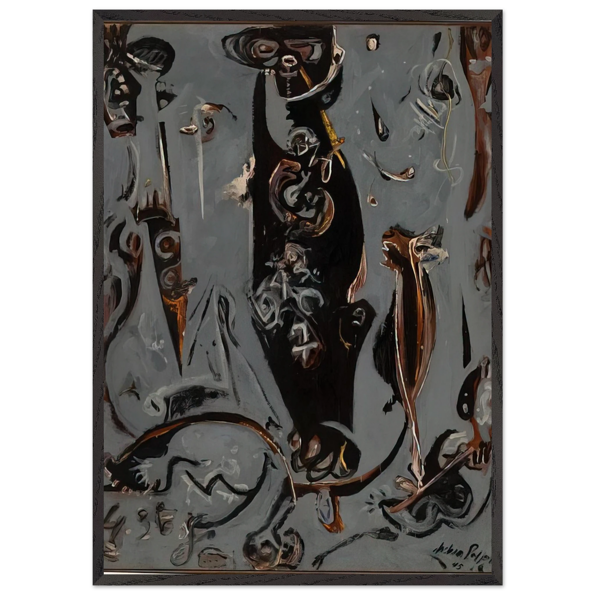TOTEM LESSON 2 1945 - Jackson Pollock Framed Art Print – Black Wooden Frame - Default Title - -Framed Art Print