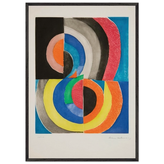 ABSTRACT COMPOSITION WITH SEMICIRCLES - Sonia Delaunay Framed Art Print – Black Wooden Frame - Default Title - -Framed Art Print