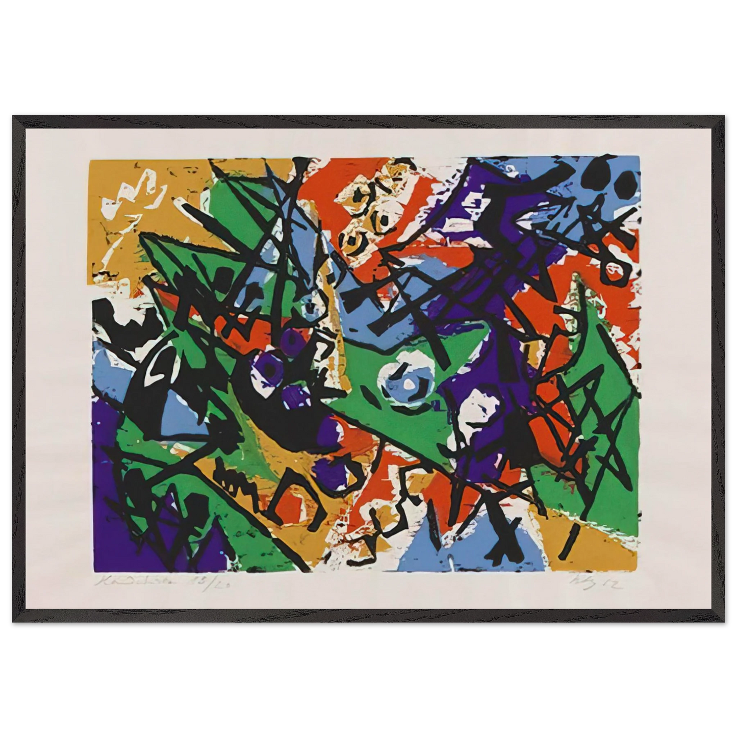 Farbholzschnitt 1952-2 - 1952 - Ernst Wilhelm Nay Framed Art Print – Black Wooden Frame - Default Title - -Framed Art Print