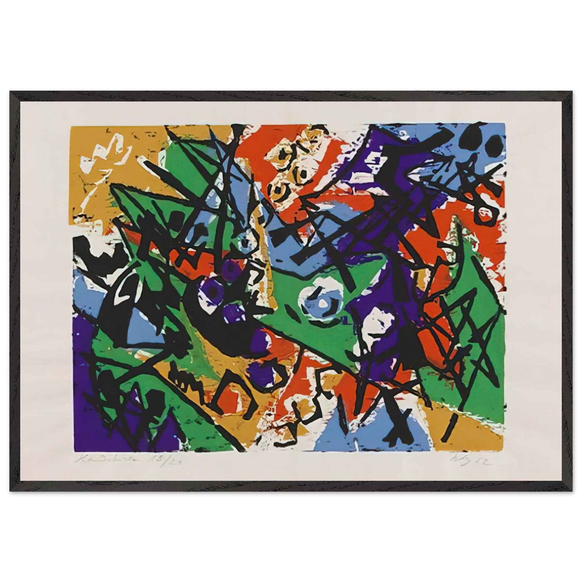Farbholzschnitt 1952-2 - 1952 - Ernst Wilhelm Nay Framed Art Print – Black Wooden Frame - Default Title - -Framed Art Print