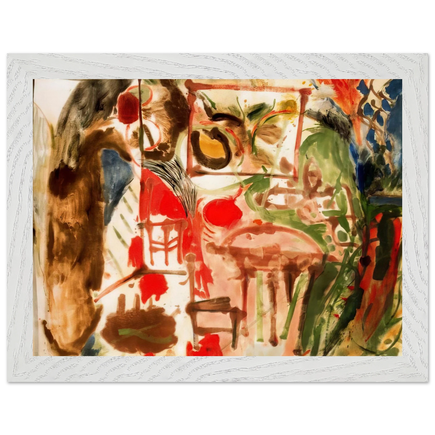 Helen Frankenthaler - Interior - 1957 Wall art - 21x29.7 cm / 8x12" - Premium Wooden Framed Poster With Fine Art Paper - White frame