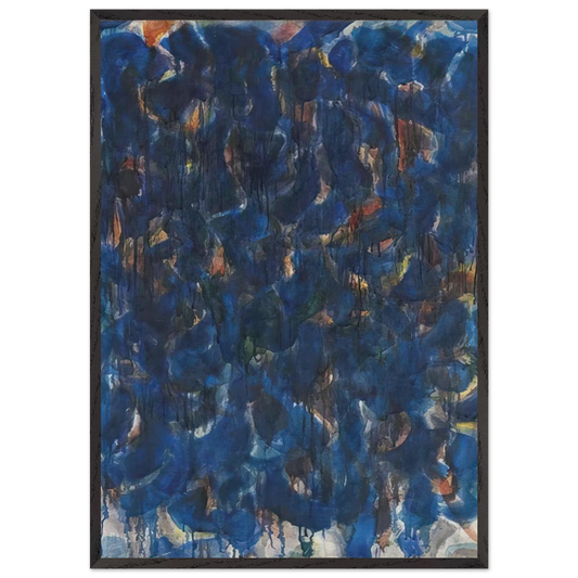 Blue and Red N2 - Sam Francis 70x100 cm / 28x40 inches Framed Art Print – Black Wooden Frame