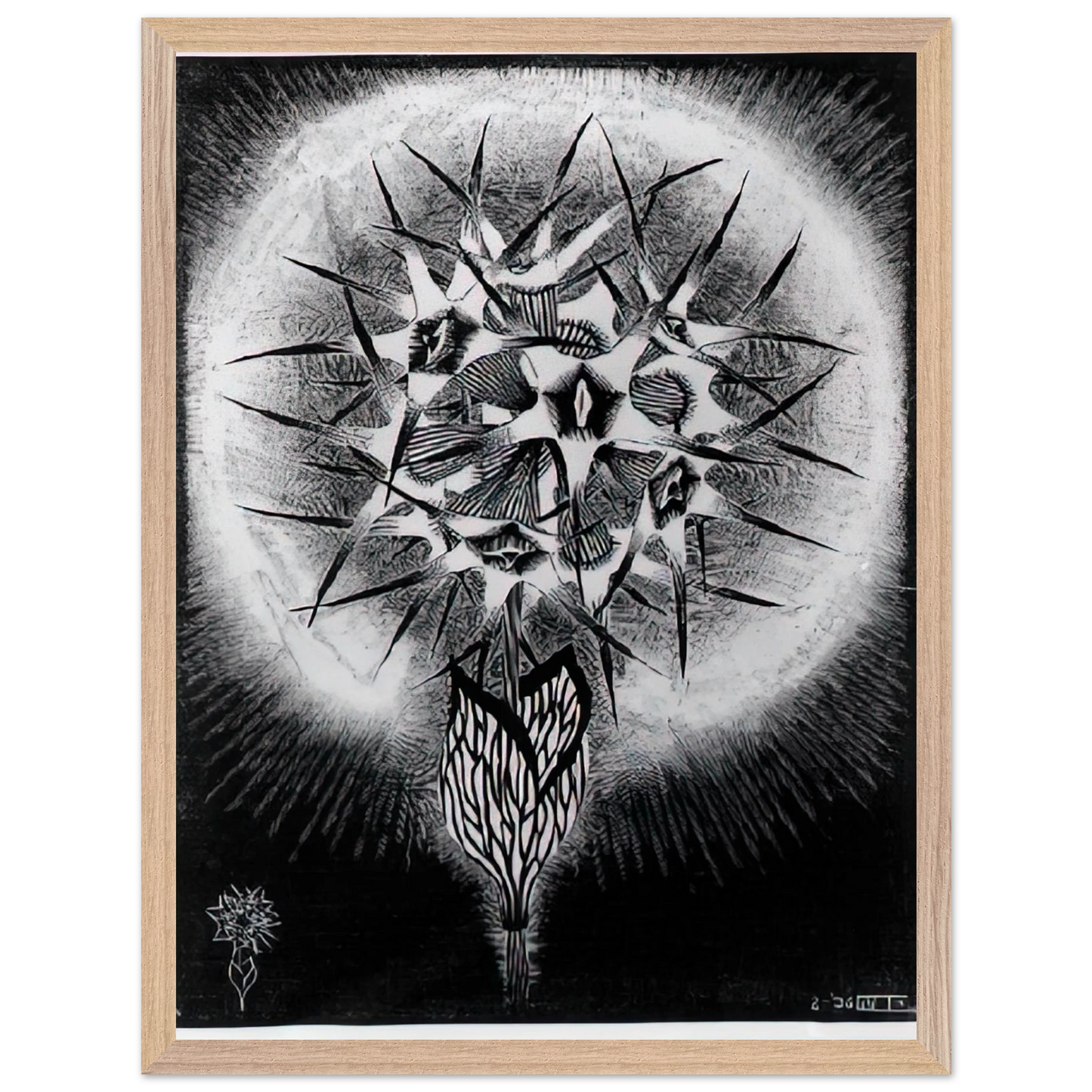 MC Escher - PRICKLY FLOWER Wall Art - 30x40 cm / 12x16 inches - Premium Wooden Framed Poster With Fine Art Paper - Black frame