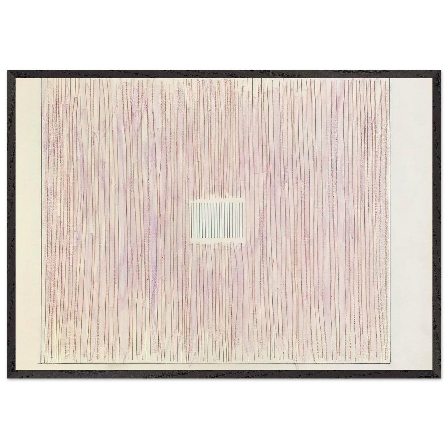 Untitled Pink Stripes-Gray Box - 1976 - Gene Davis Framed Art Print – Black Wooden Frame - Default Title - -Framed Art Print