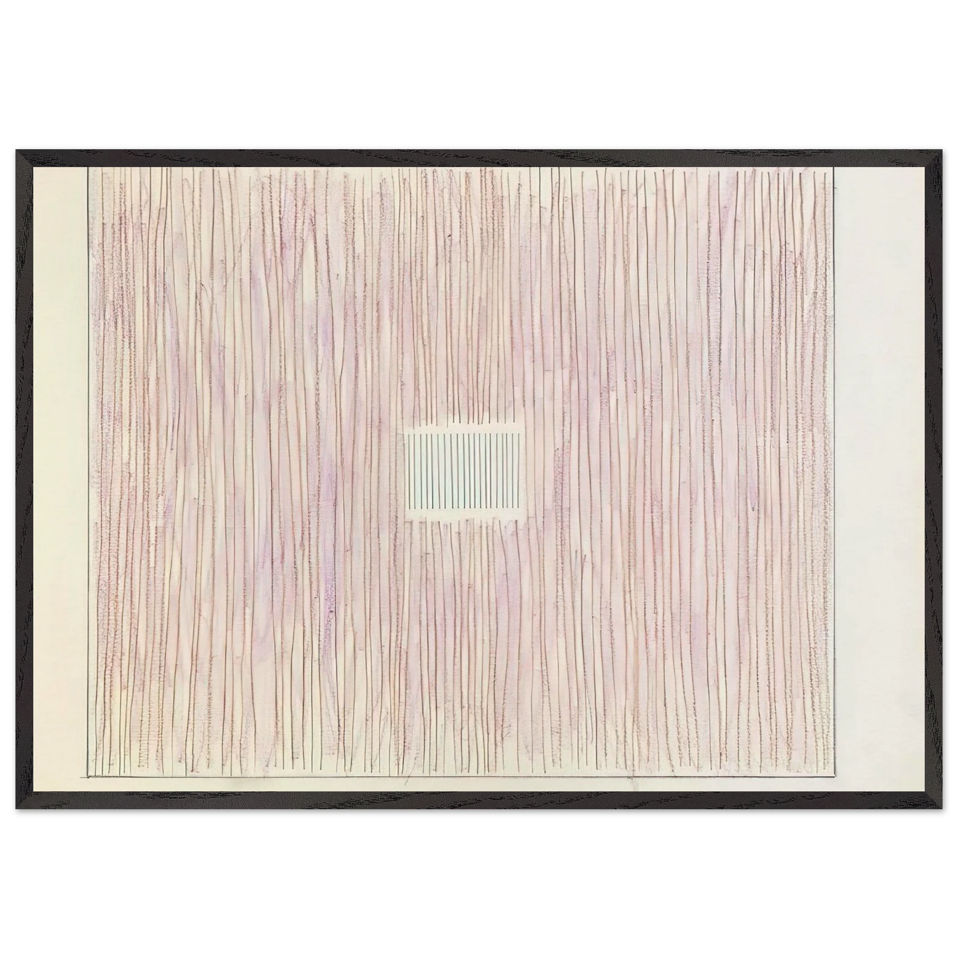 Untitled Pink Stripes-Gray Box - 1976 - Gene Davis Framed Art Print – Black Wooden Frame - Default Title - -Framed Art Print