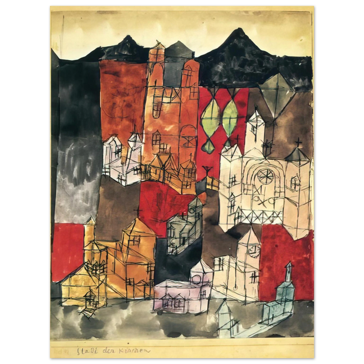Paul Klee - CITY OF CHURCHES 1918  75x100 cm / 30x40inches Fine Art Poster