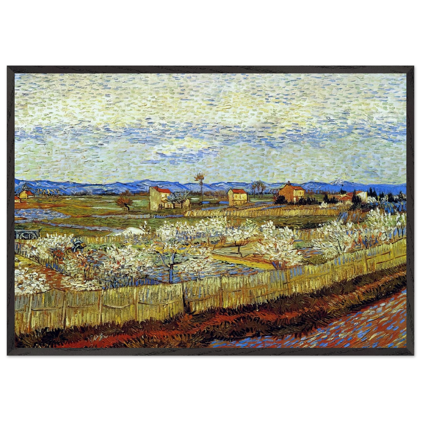 Peach Trees in Blossom - Vincent van Gogh Framed Art Print – Black Wooden Frame - Default Title - -Framed Art Print