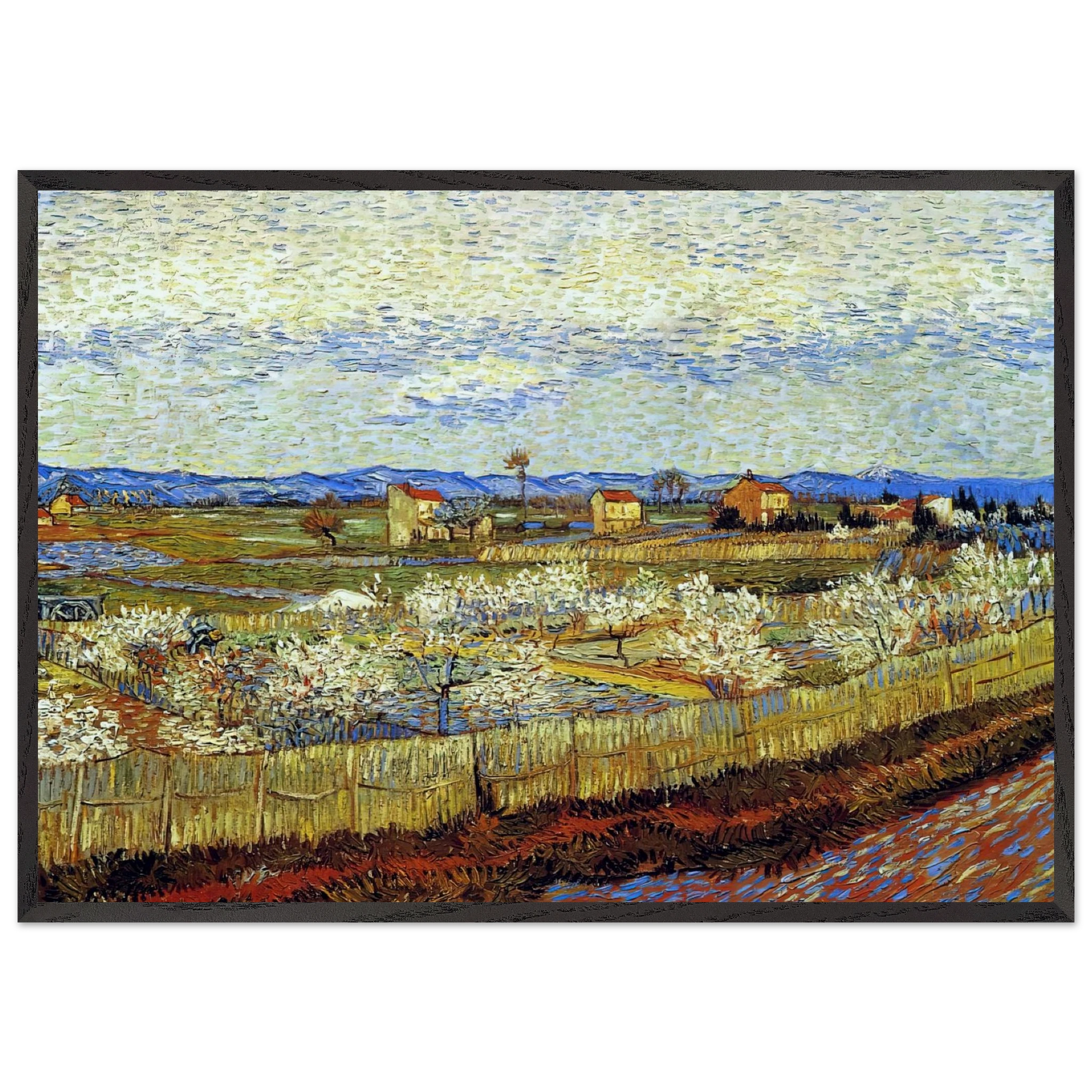 Peach Trees in Blossom - Vincent van Gogh Framed Art Print – Black Wooden Frame - Default Title - -Framed Art Print