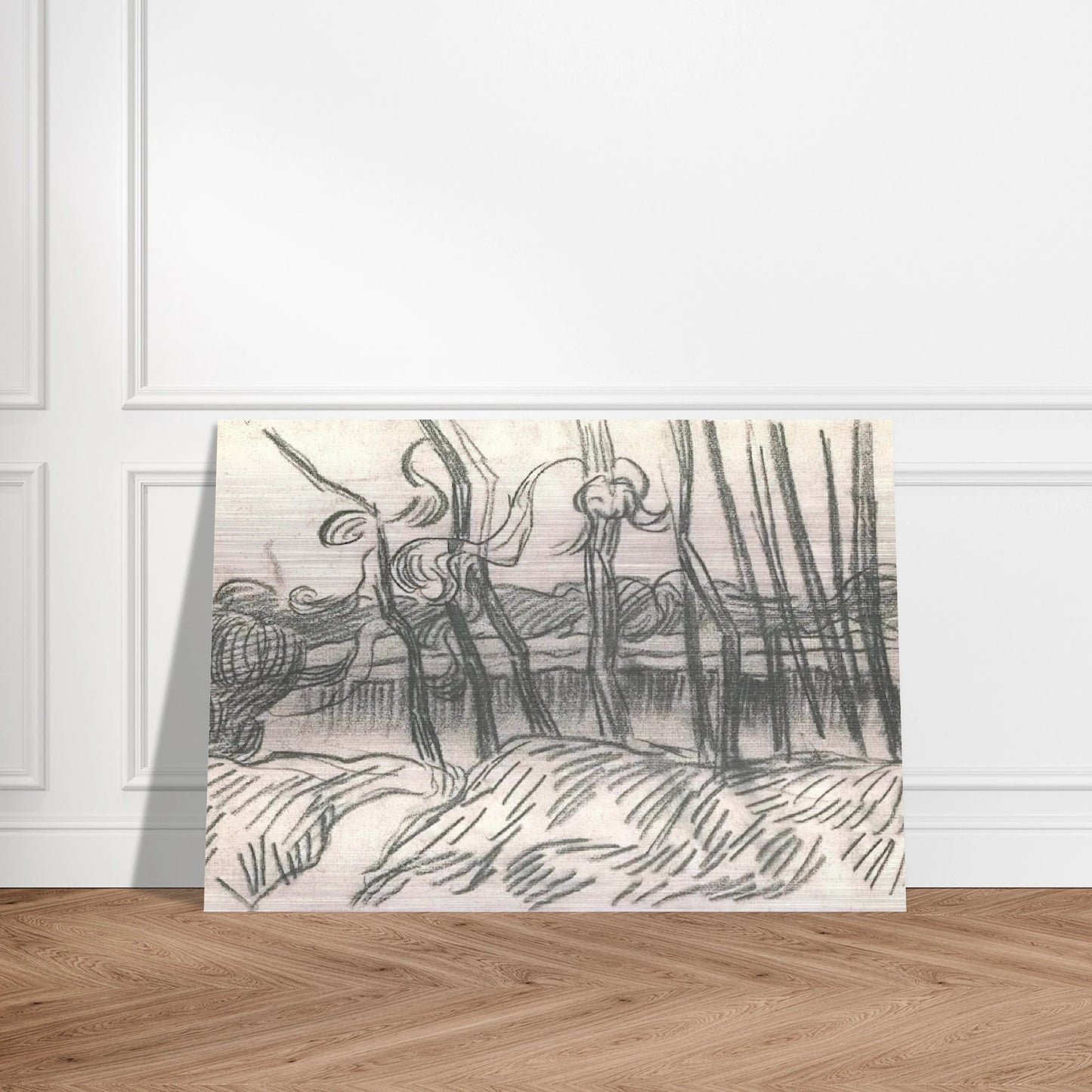 A Row of Bare Trees - Vincent van Gogh Brushed Aluminum Print - 70x100 cm / 28x40 inches | Vincent van Gogh Aluminum Print | Vincent van Gogh Prints