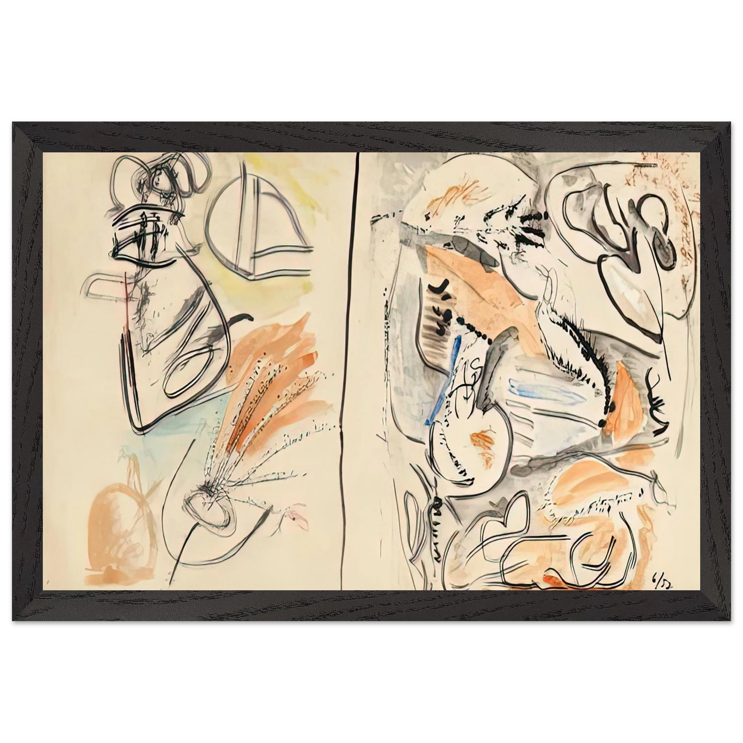 Helen Frankenthaler - Window Shade No. 2, 1952- Wall Art - 60x80 cm / 24x32 inches - Premium Wooden Framed Poster With Fine Art Paper - White frame