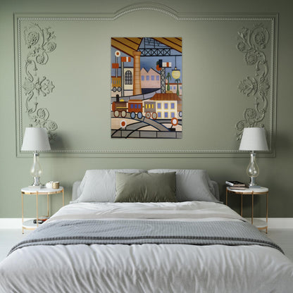 A Gare - Tarsila do Amaral Brushed Aluminum Print - 70x100 cm / 28x40 inches | Tarsila do Amaral Aluminum Print | Tarsila do Amaral Prints