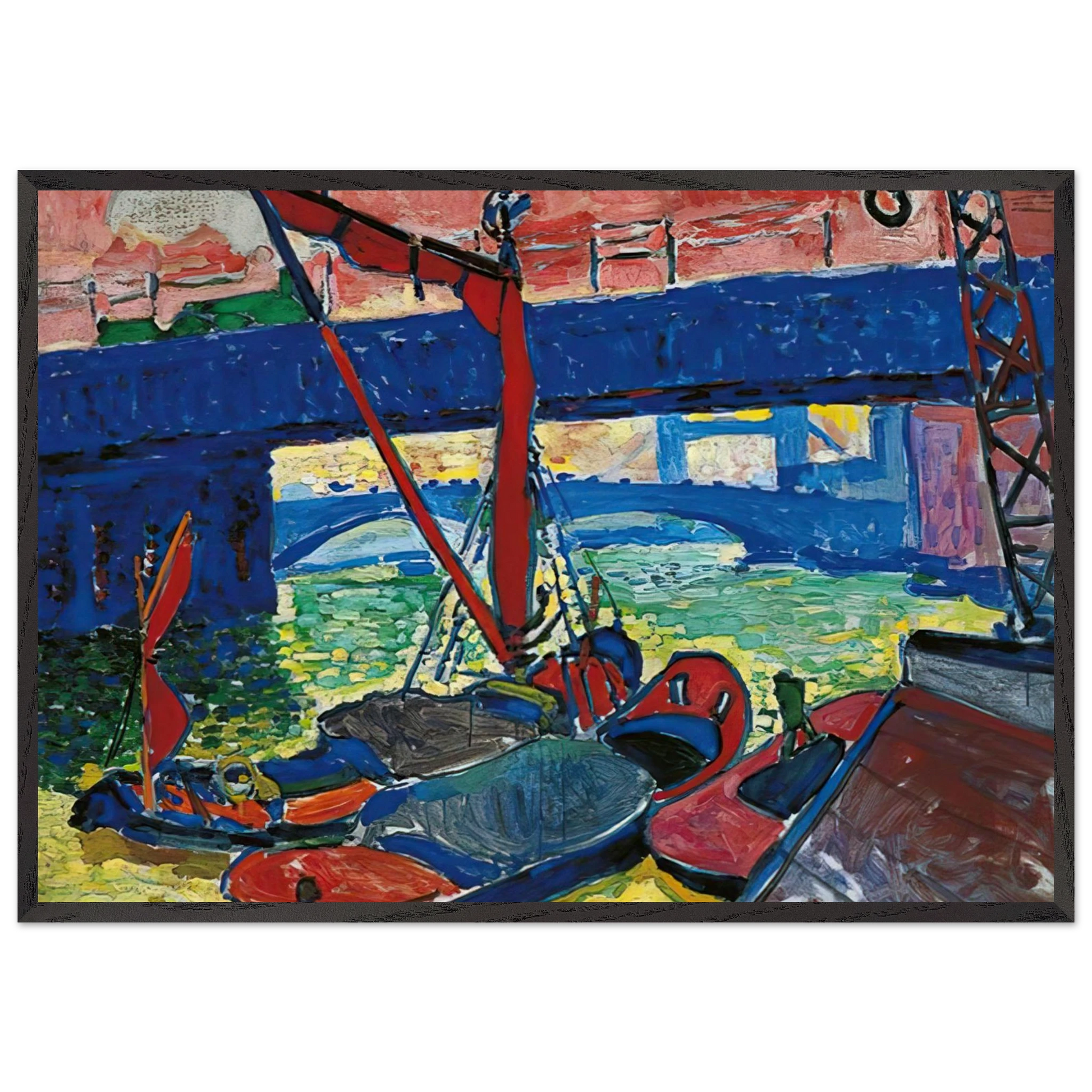 BARGES ON THE THAMES 1906 - Andre Derain 70x100 cm / 28x40 inches Framed Art Print – Black Wooden Frame