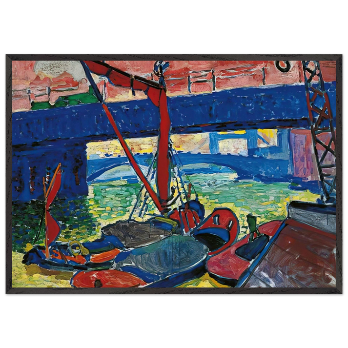 BARGES ON THE THAMES 1906 - Andre Derain 70x100 cm / 28x40 inches Framed Art Print – Black Wooden Frame