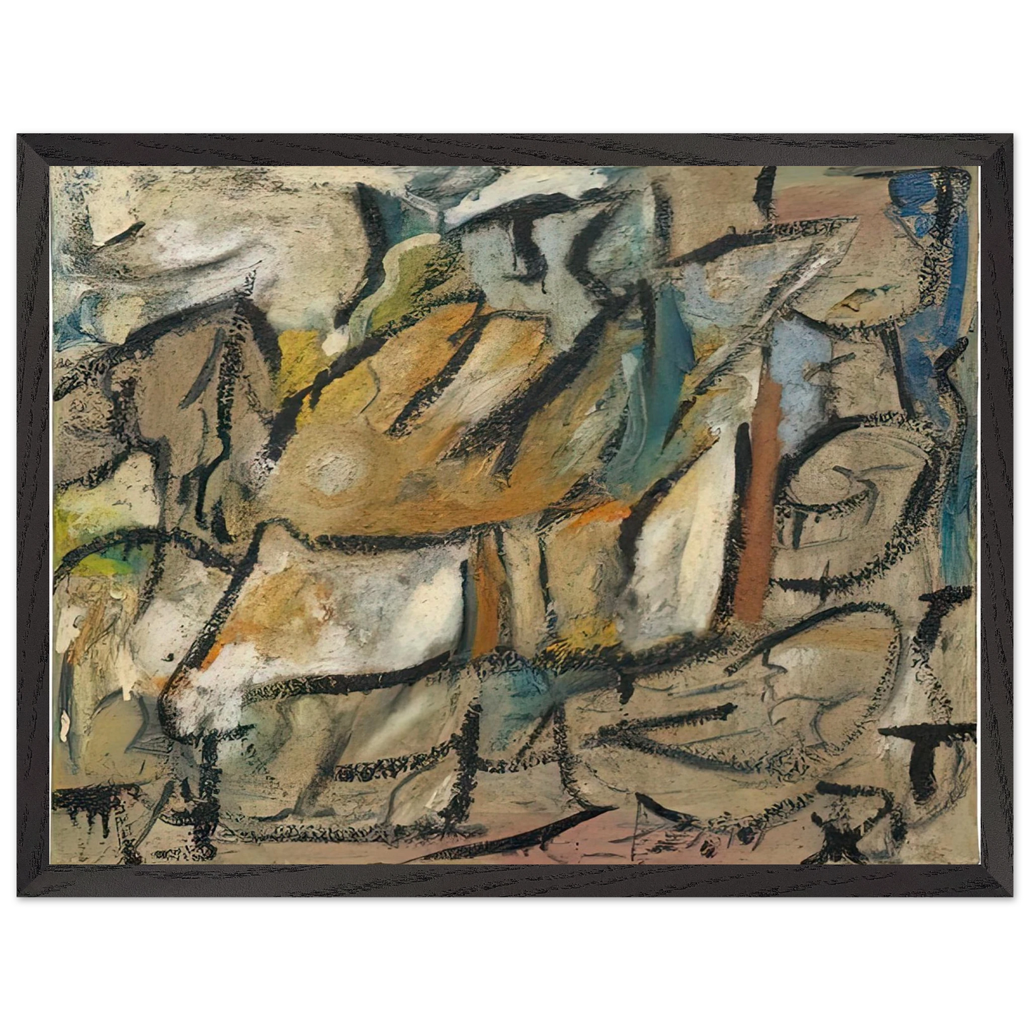 Helen Frankenthaler - August Weather, 1951- Wall Art - 30x40 cm / 12x16 inches - Premium Wooden Framed Poster With Fine Art Paper - Wood frame