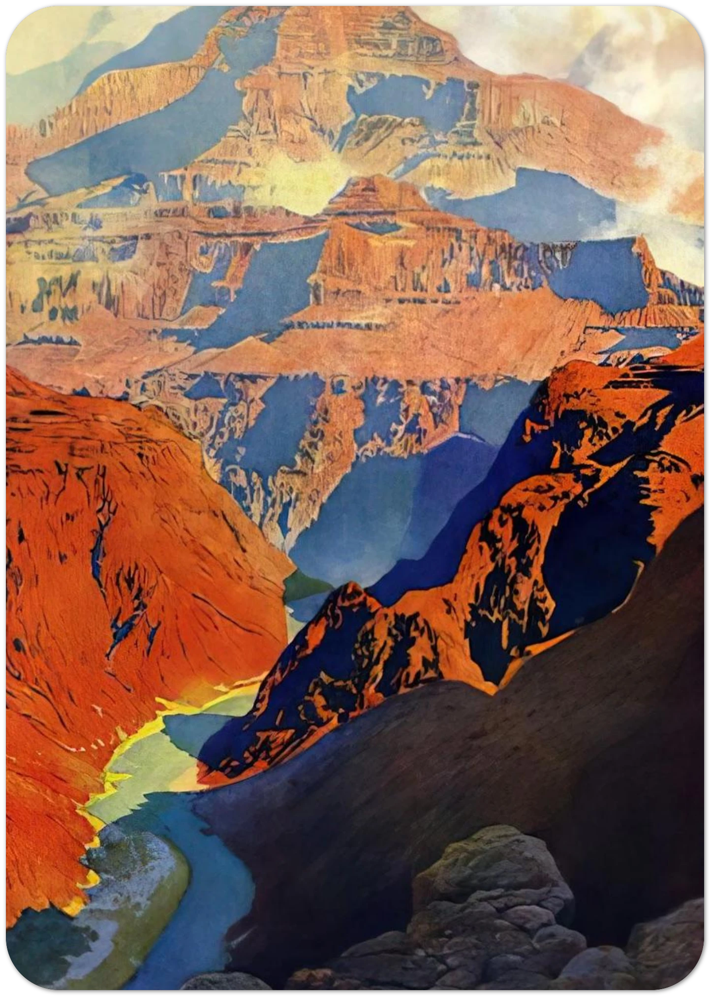 Grand Canyon By Maxfield Parrish Pack of 10 Post Cards | Maxfield Parrish Post Cards | A6 (10.5 x 14.8 cm) - 4.1 x 5.8 inches