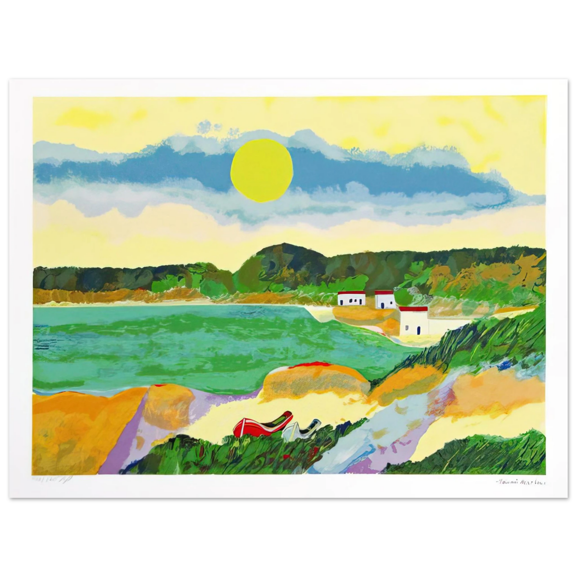 Aldemir Martins - Marinha Com Casas - Post-Impressionism Fine Art Poster - Default Title