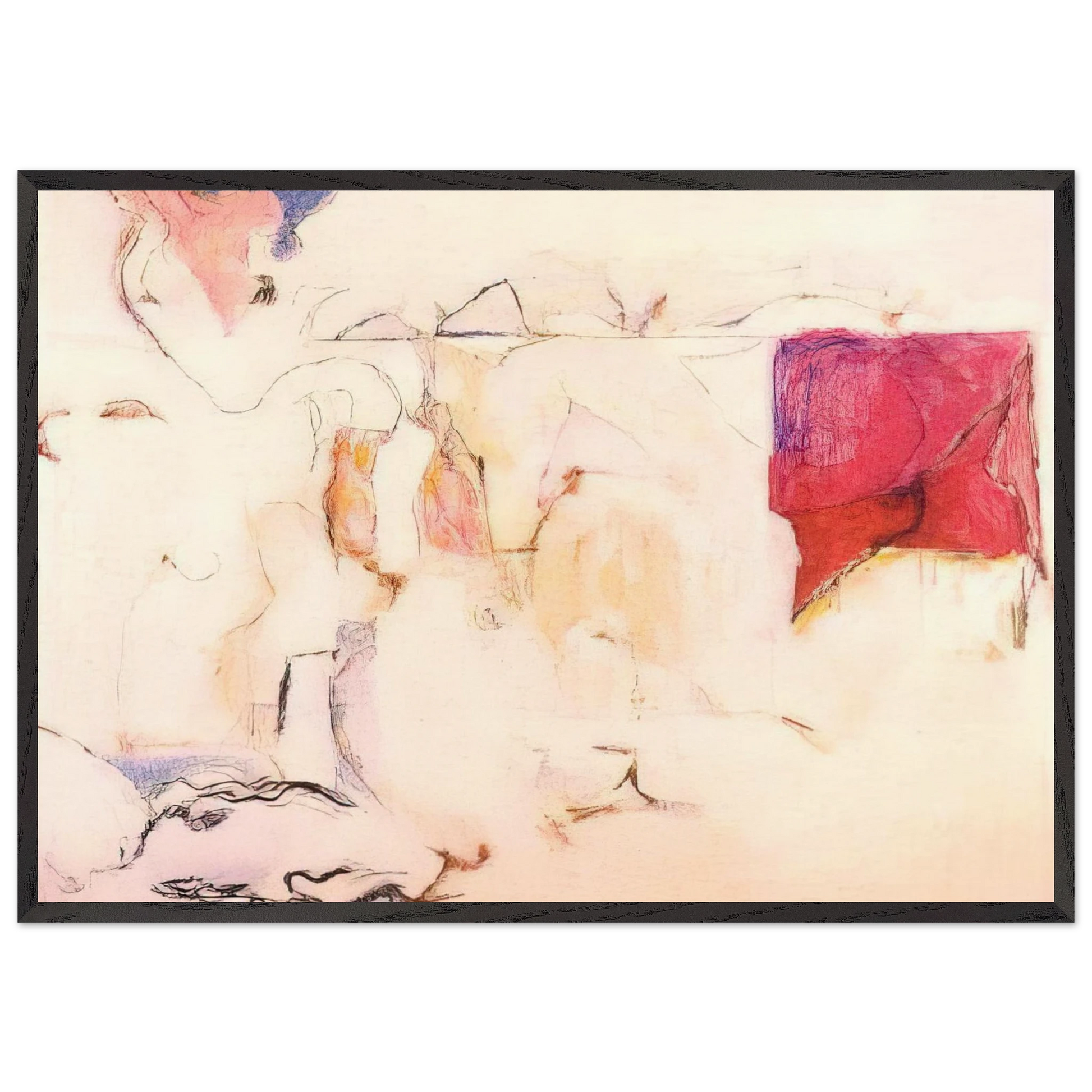 Untitled - Lyrical Abstraction N2 - Menez Framed Art Print – Black Wooden Frame - Default Title - -Framed Art Print