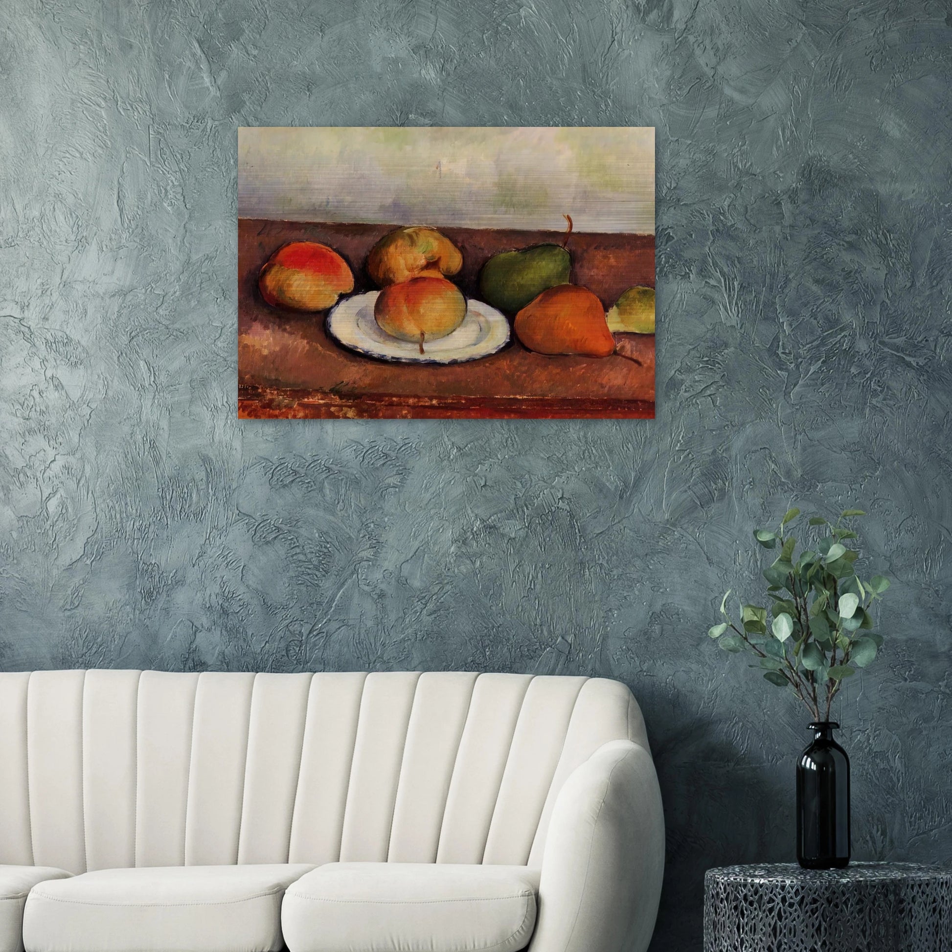 Still Life Plate and Fruit - Paul Cézanne Brushed Aluminum Print - 70x100 cm / 28x40 inches | Paul Cézanne Aluminum Print | Paul Cézanne Prints
