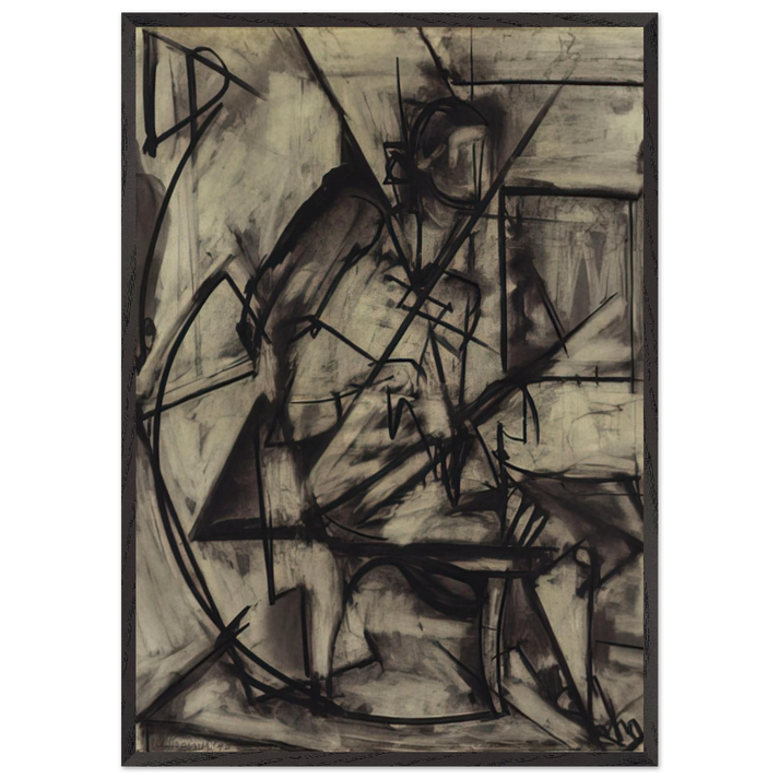 Seated Nude - Lee Krasner 70x100 cm / 28x40 inches Framed Art Print – Black Wooden Frame