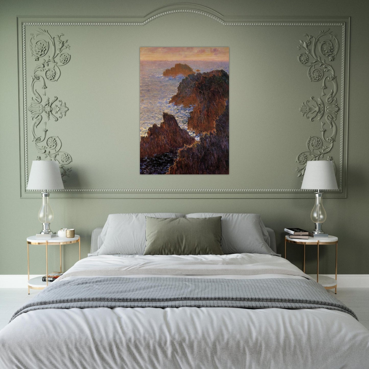 Rocks at Belle-Ile, Port-Domois - claude monet Brushed Aluminum Print - 70x100 cm / 28x40 inches | claude monet Aluminum Print | claude monet Prints