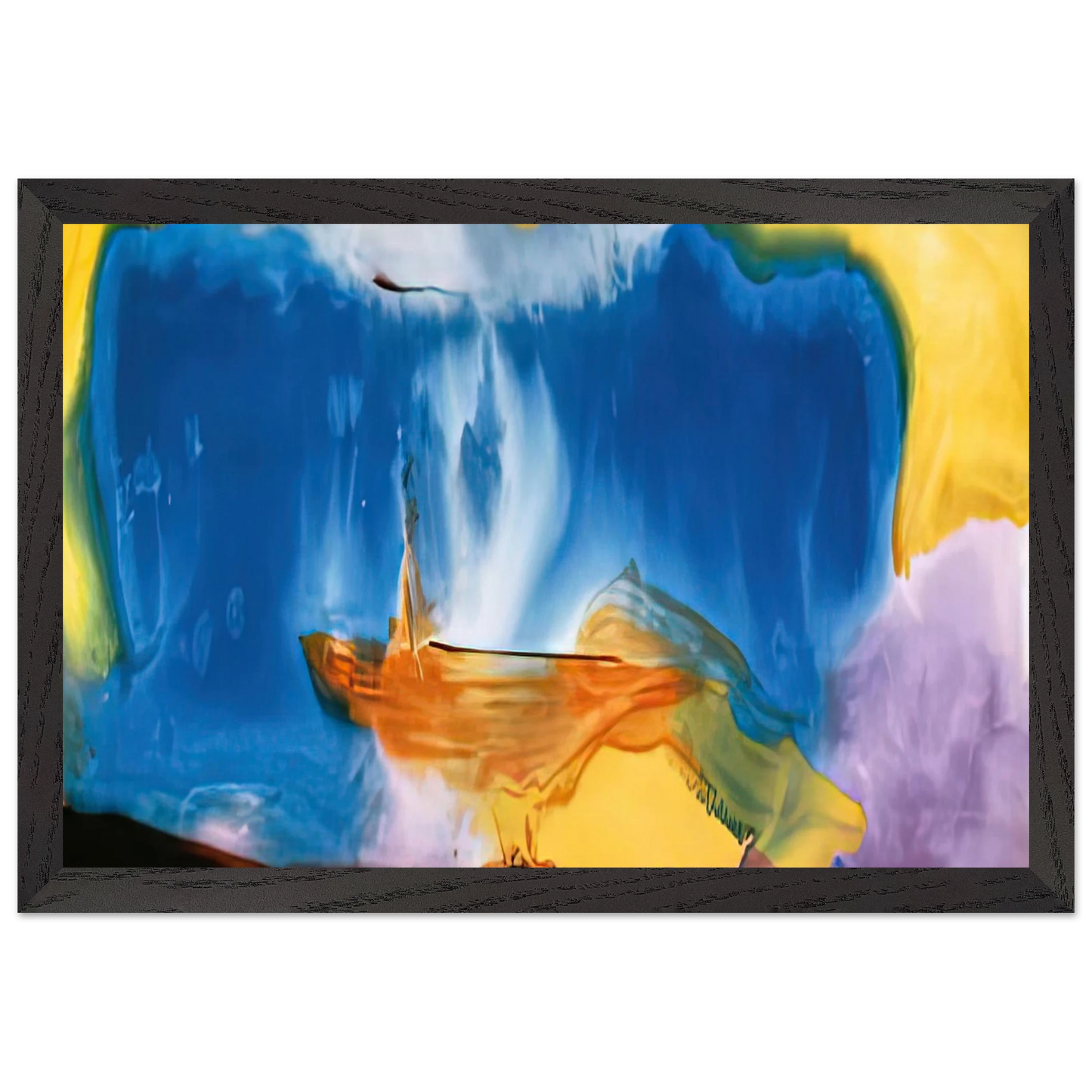 Helen Frankenthaler - Moveable Blue, 1973- Wall Art - 21x29.7 cm / 8x12" - Premium Wooden Framed Poster With Fine Art Paper - Wood frame