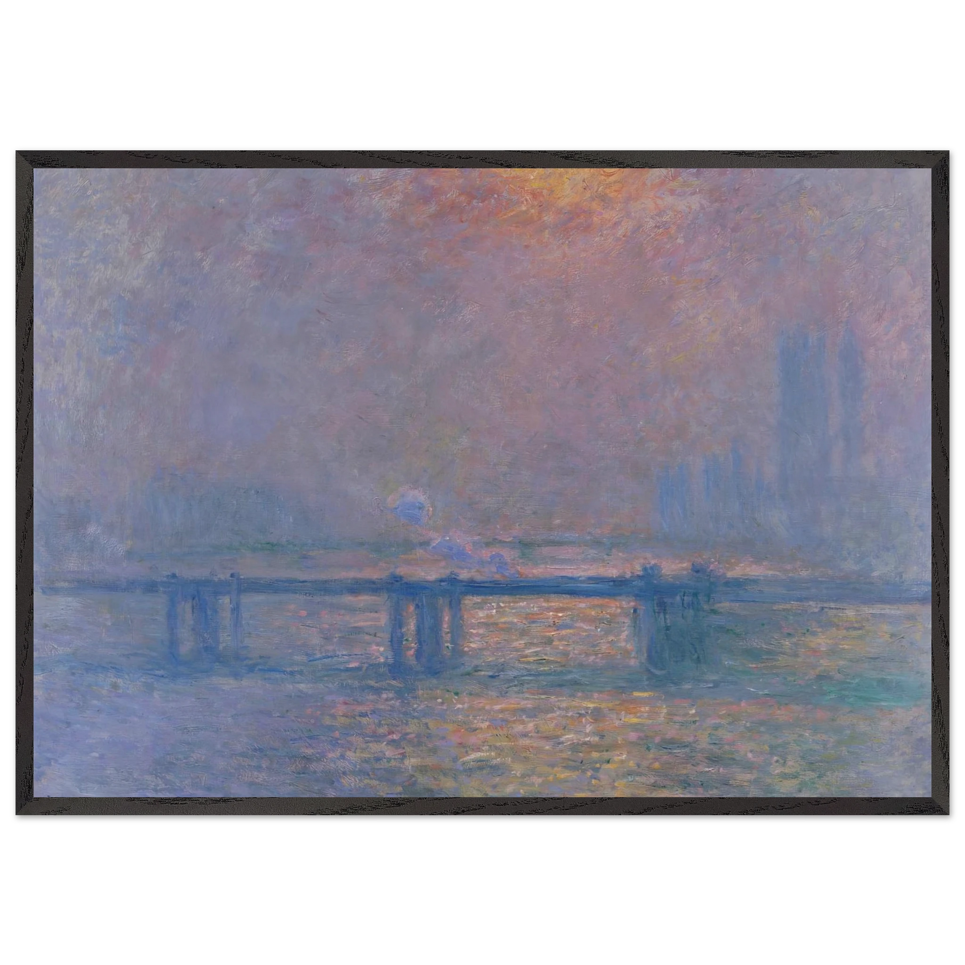 Charing Cross Bridge The Thames - claude monet Framed Art Print – Black Wooden Frame - Default Title - -Framed Art Print