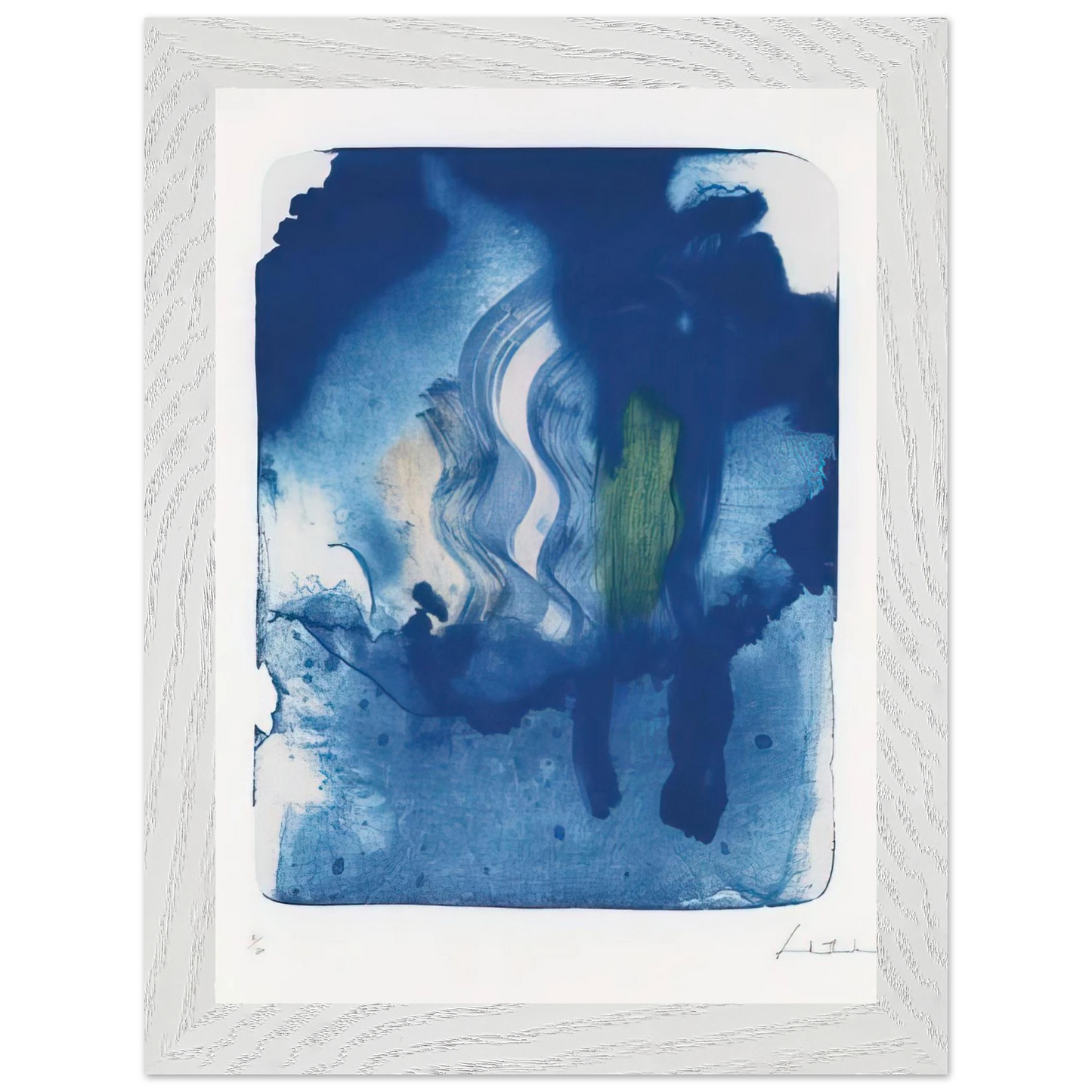 Helen Frankenthaler - Reflections V - 1995 Wall art - 15x20 cm / 6x8 inches - Premium Wooden Framed Poster With Fine Art Paper - Black frame