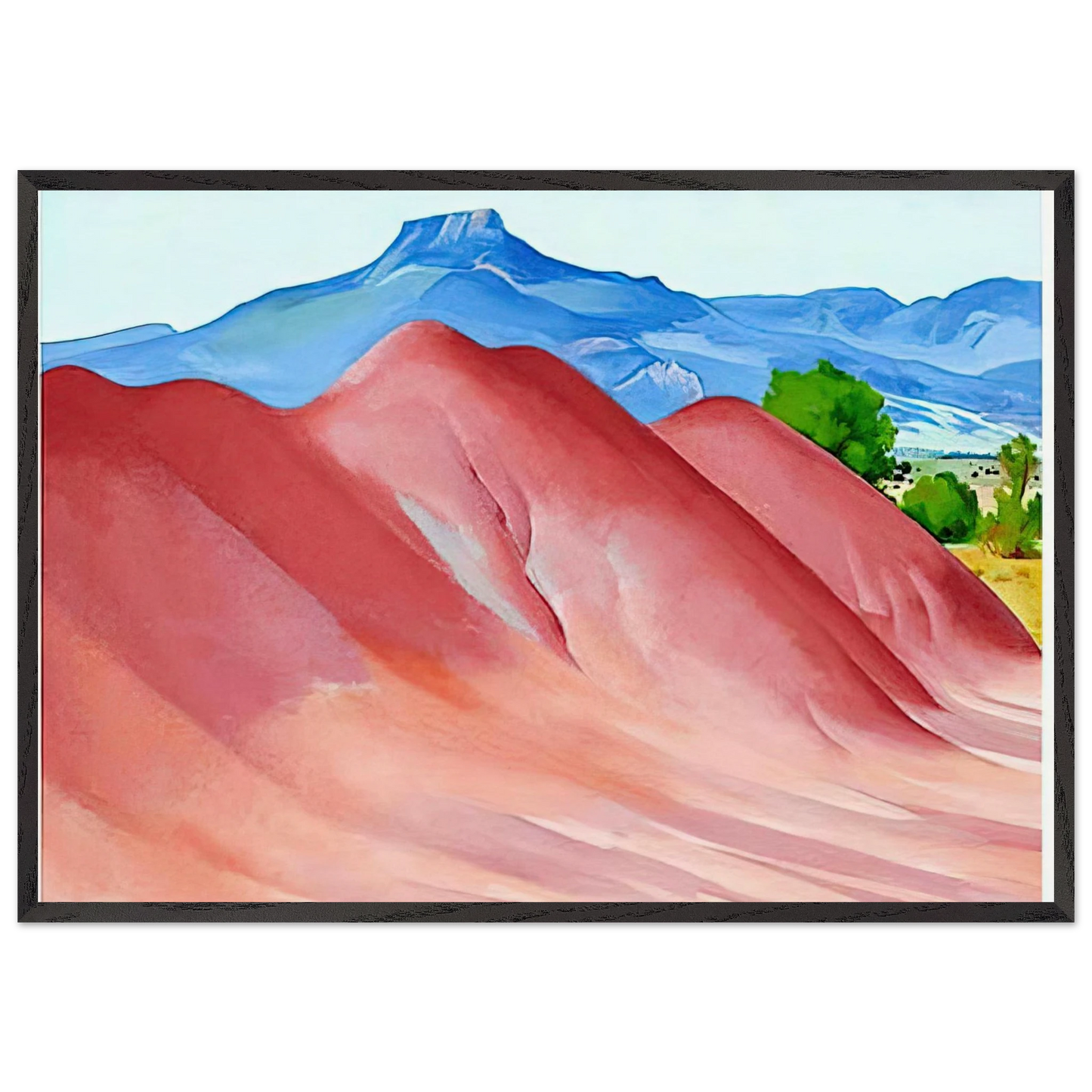 Red Hills and Pedernal - Georgia OKeeffe 70x100 cm / 28x40 inches Framed Art Print – Black Wooden Frame
