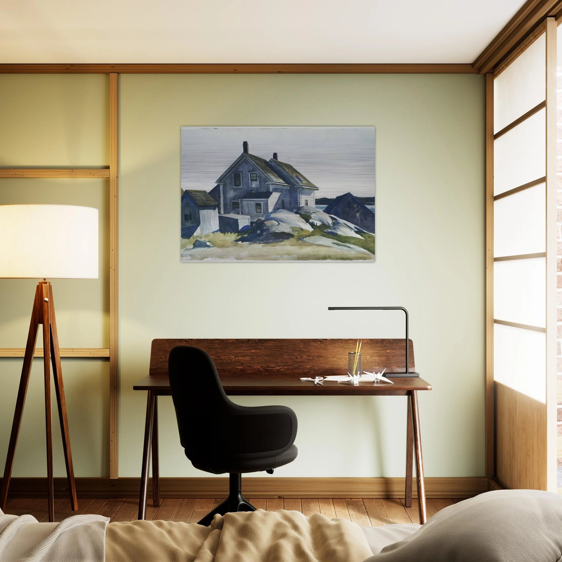 House at the Fort, Gloucester - Edward Hopper Brushed Aluminum Print - 70x100 cm / 28x40 inches | Edward Hopper Aluminum Print | Edward Hopper Prints