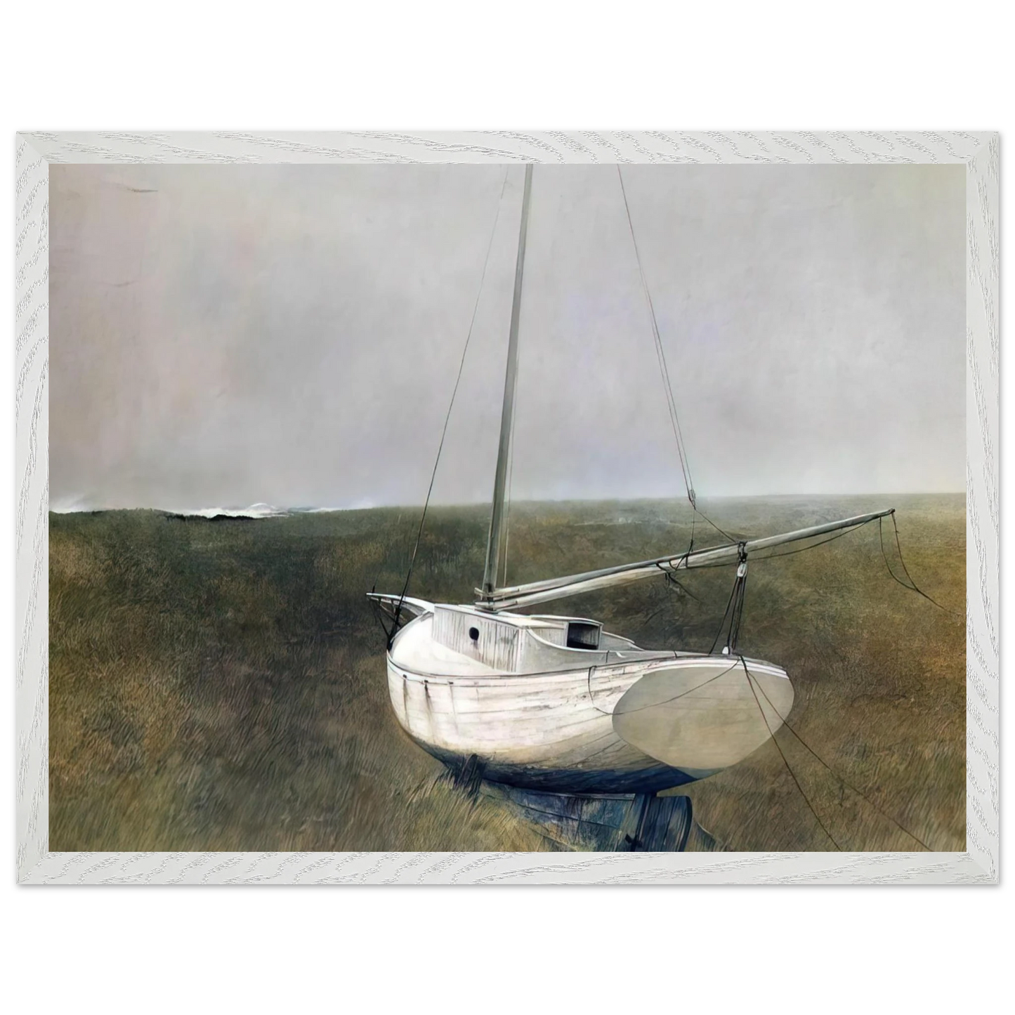 Andrew Wyeth - BELOW DOVER 1950 Wall Art - 60x80 cm / 24x32 inches - Premium Wooden Framed Poster With Fine Art Paper - Black frame