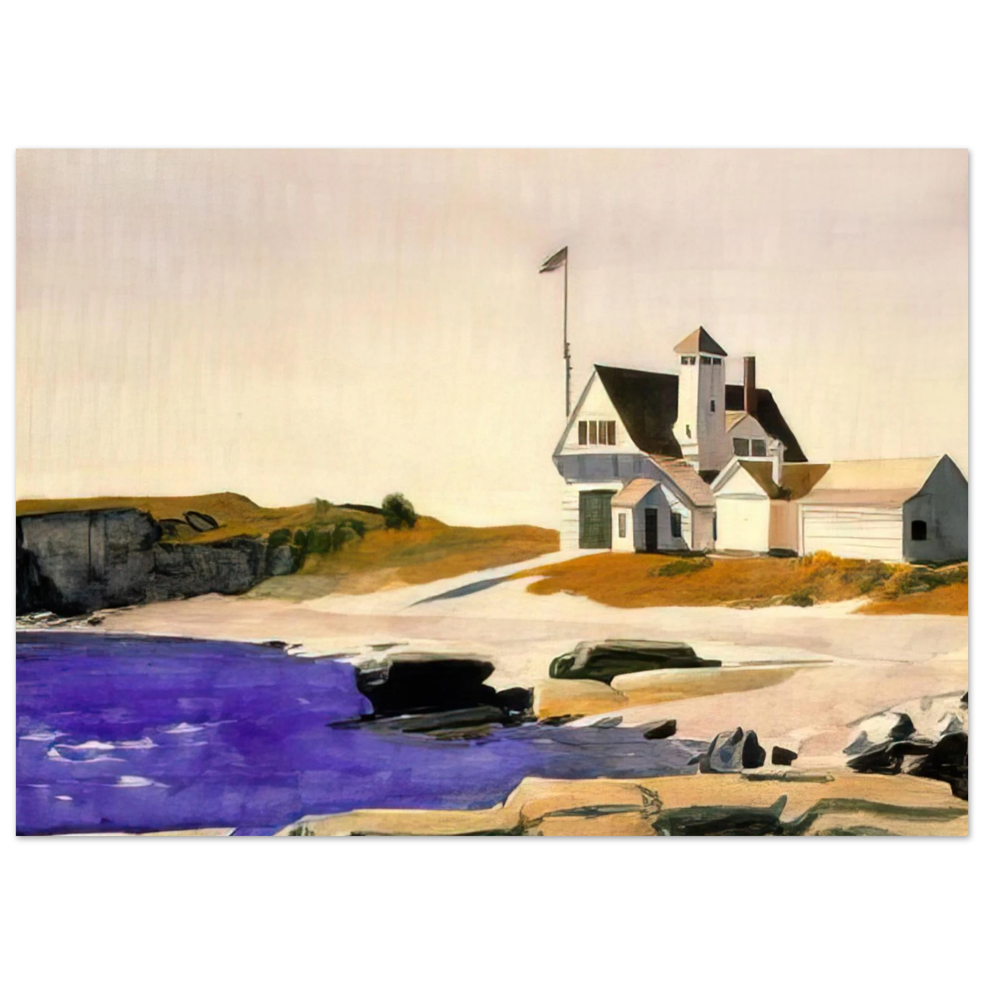 Edward Hopper - Coast Guard Station, Two Lights, Maine Fine Art Poster - 40x60 cm / 16x24 inches