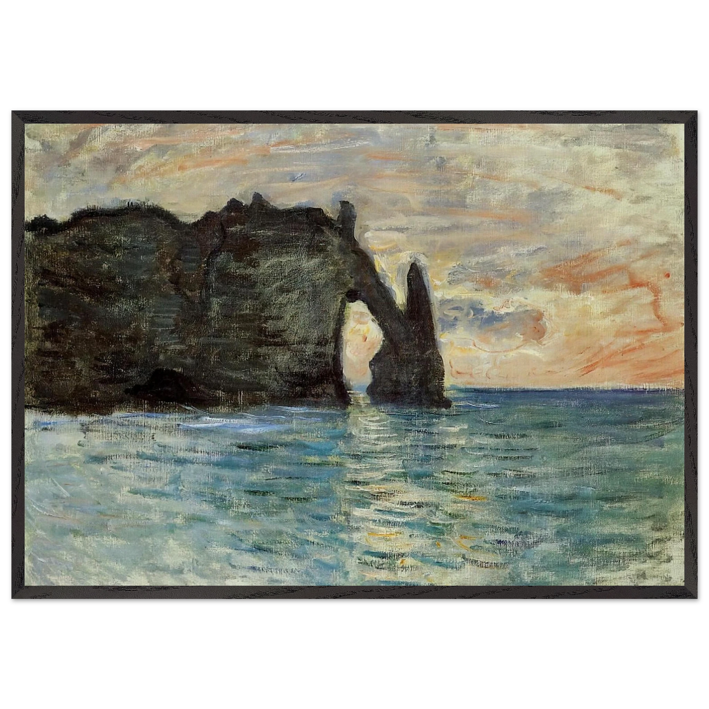 The Manneport Cliff at Etretat - claude monet Framed Art Print – Black Wooden Frame - Default Title - -Framed Art Print