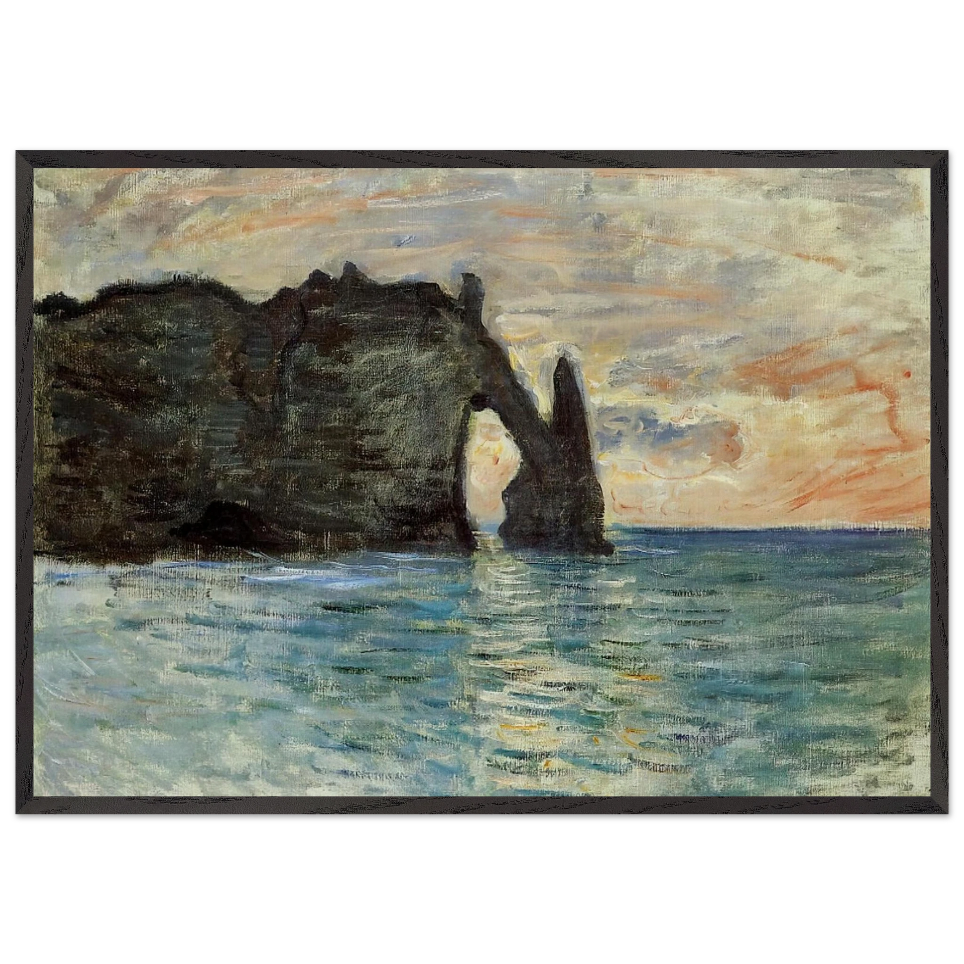 The Manneport Cliff at Etretat - claude monet Framed Art Print – Black Wooden Frame - Default Title - -Framed Art Print