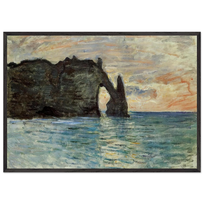 The Manneport Cliff at Etretat - claude monet 70x100 cm / 28x40 inches Framed Art Print – Black Wooden Frame