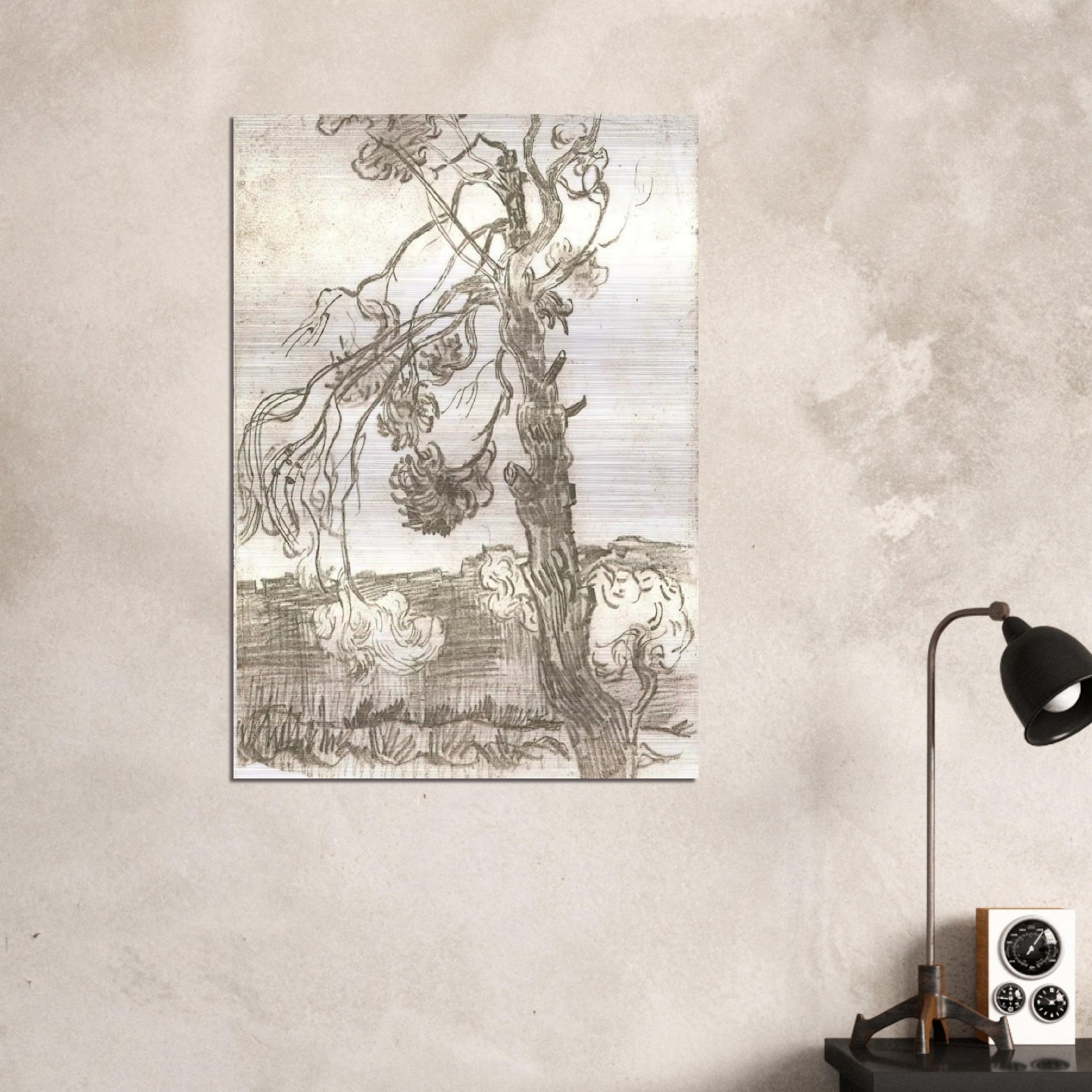 A Weather-Beaten Pine Tree - Vincent van Gogh Brushed Aluminum Print - 70x100 cm / 28x40 inches | Vincent van Gogh Aluminum Print | Vincent van Gogh Prints