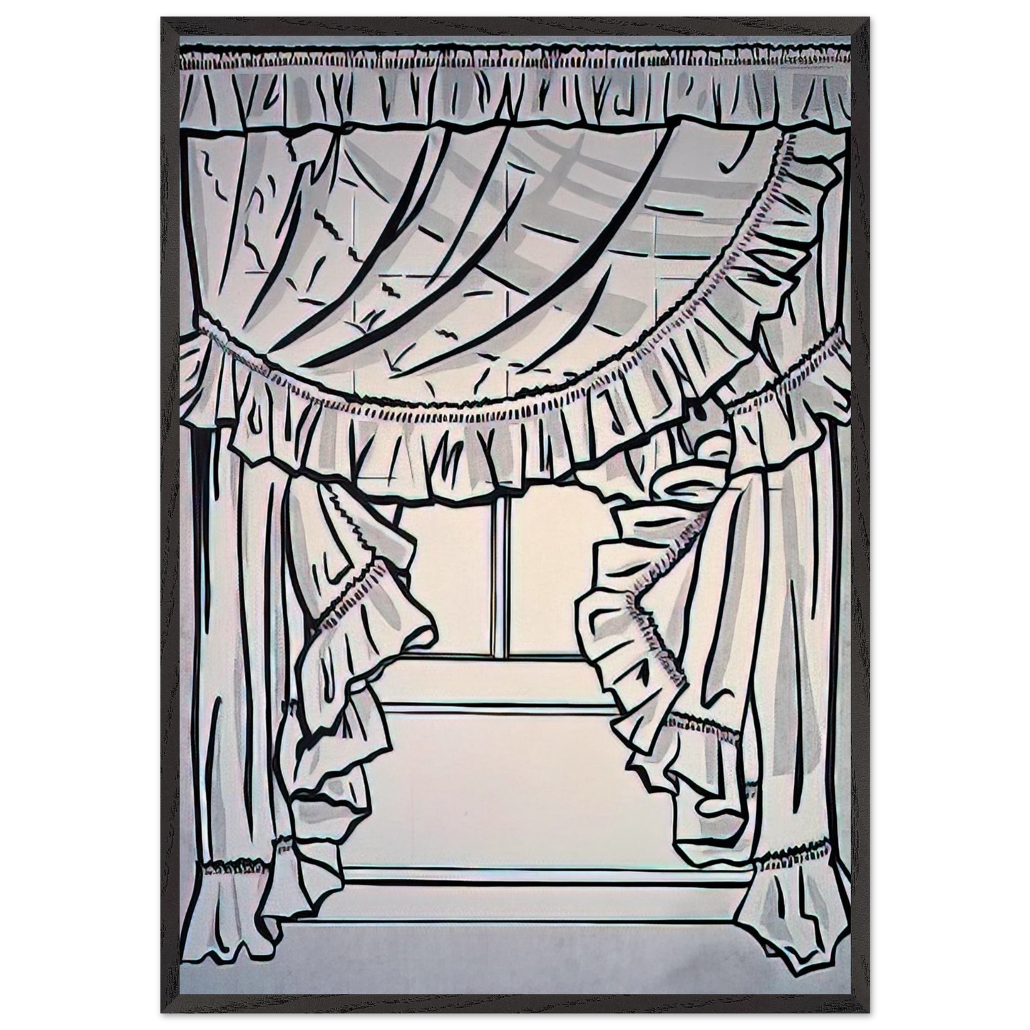 CURTAINS 1962 - Roy Lichtenstein Framed Art Print – Black Wooden Frame - Default Title - -Framed Art Print