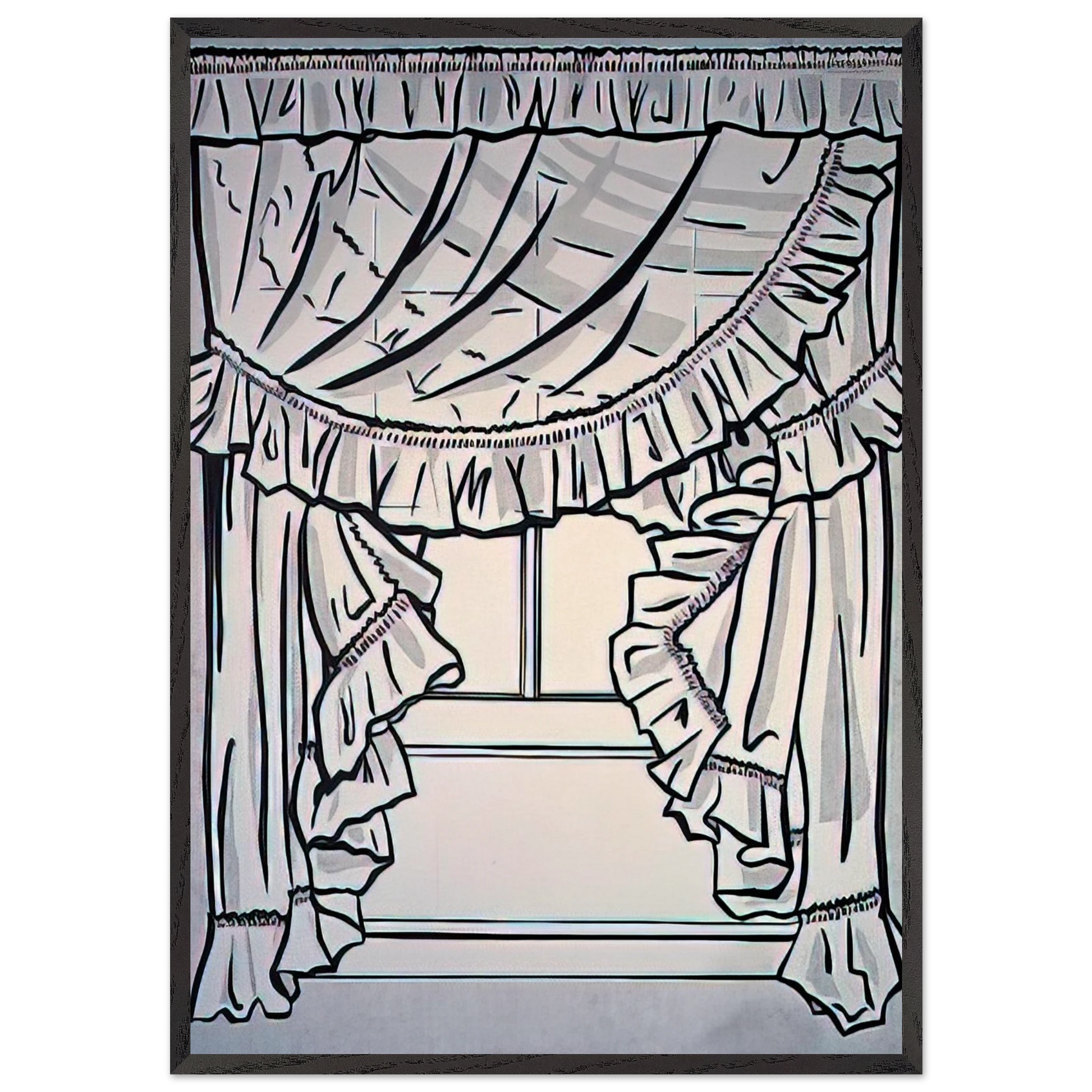 CURTAINS 1962 - Roy Lichtenstein Framed Art Print – Black Wooden Frame - Default Title - -Framed Art Print