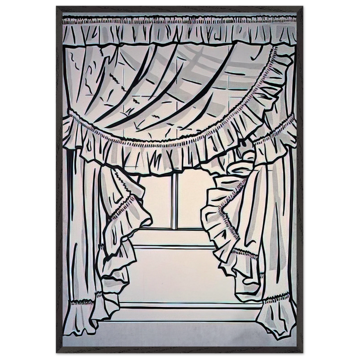 CURTAINS 1962 - Roy Lichtenstein 70x100 cm / 28x40 inches Framed Art Print – Black Wooden Frame