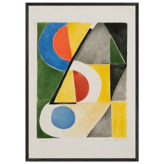 ABSTRACT COMPOSITION WITH TRIANGLES AND SEMICIRCLES - Sonia Delaunay Framed Art Print – Black Wooden Frame - Default Title - -Framed Art Print